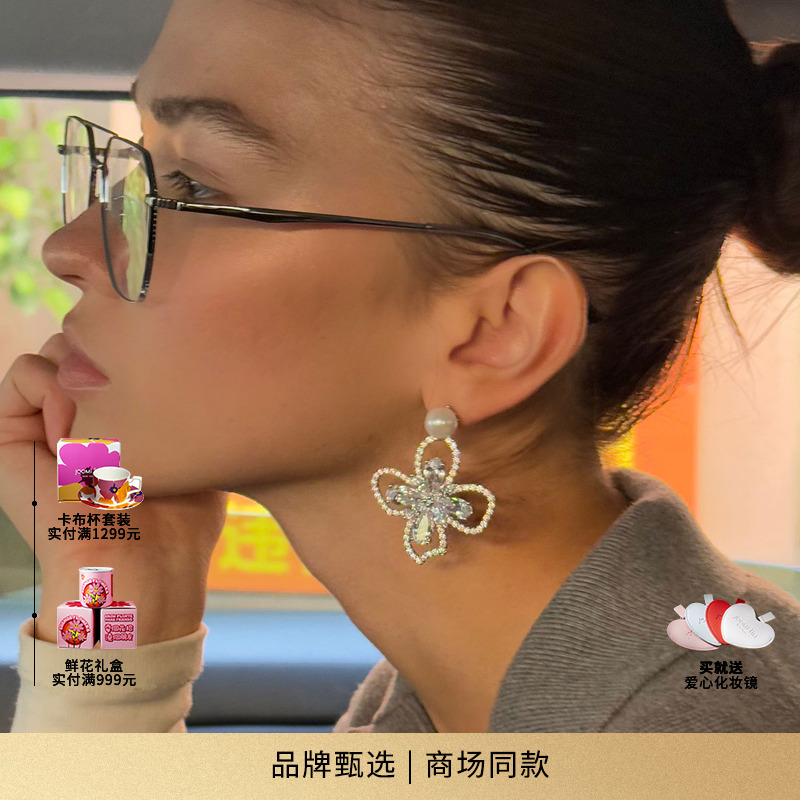 JOOMiLiM茱蜜商场同款木槿花耳夹时尚气质小众轻奢耳饰耳环女设计