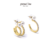 JOOMILIM茱蜜祝绪丹同款 月光不对称双环仿珍珠水晶耳环耳饰女百搭