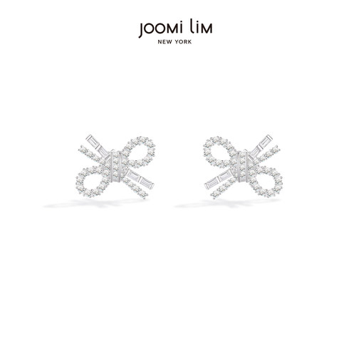 JOOMILIM茱蜜商场同款白色蝴蝶结耳饰女S925银饰时尚简约百搭高级