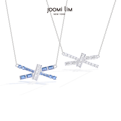 JOOMiLiM茱蜜商场同款白色蓝色小蝴蝶结项链女简约轻奢送礼百搭