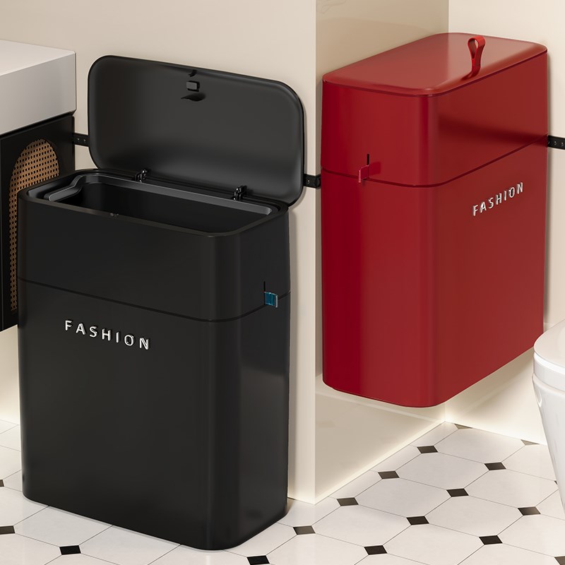 卫生间垃圾桶厨房壁挂高颜值大号大容量轻奢高档带盖厕所窄缝专用