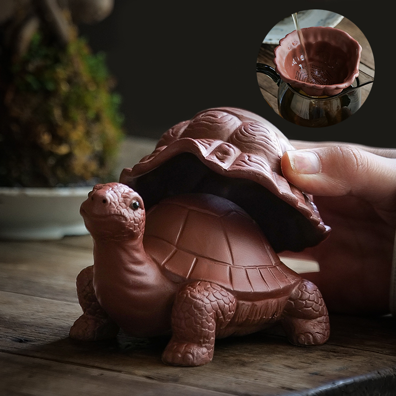 紫砂茶宠摆件精品可养创意乌龟茶玩茶桌茶盘茶具配件摆设茶漏茶滤