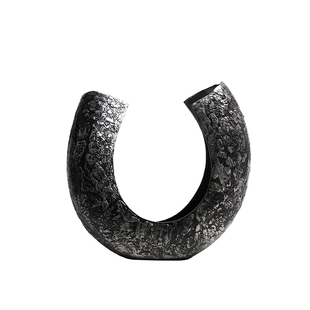 新中式 饰 蟾蜍摆件大理石洞石托盘设计师花瓶u形花器黑白陶瓷马装