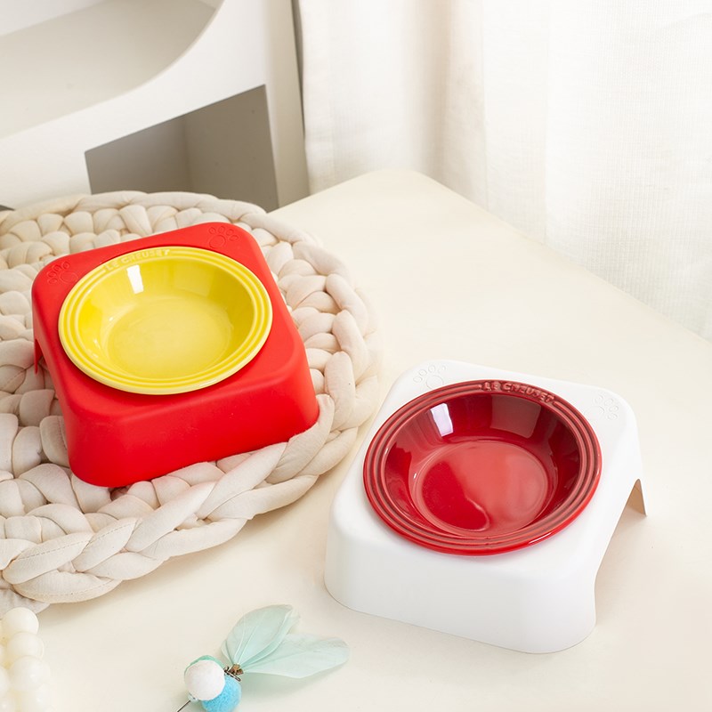 韩国BD飞碟碗陶瓷猫碗护颈架防黑下巴狗碗防打翻喝水碗湿粮护食盆