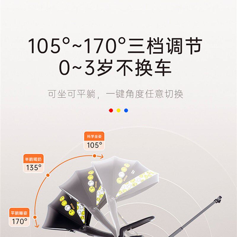 Pouch转向高景观婴儿推车可躺坐手推车全避震笑脸宝宝车溜娃神器
