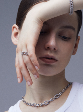 ARSIS刘雨昕许佳琪张含韵同款古巴链戒指链条情侣个性时尚食指戒