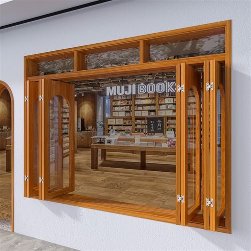 左右折叠窗定制网红奶茶店推拉窗商铺甜品店折叠门窗木窗框架定制