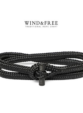 简约双圈船绳手环编织手绳机长黑色手链男女情侣刻字定制手饰礼物