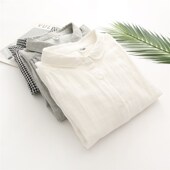 新款 日系文艺学生双层B棉纱衬衫 女长袖 2024秋季 百搭纯棉宽松版 衬