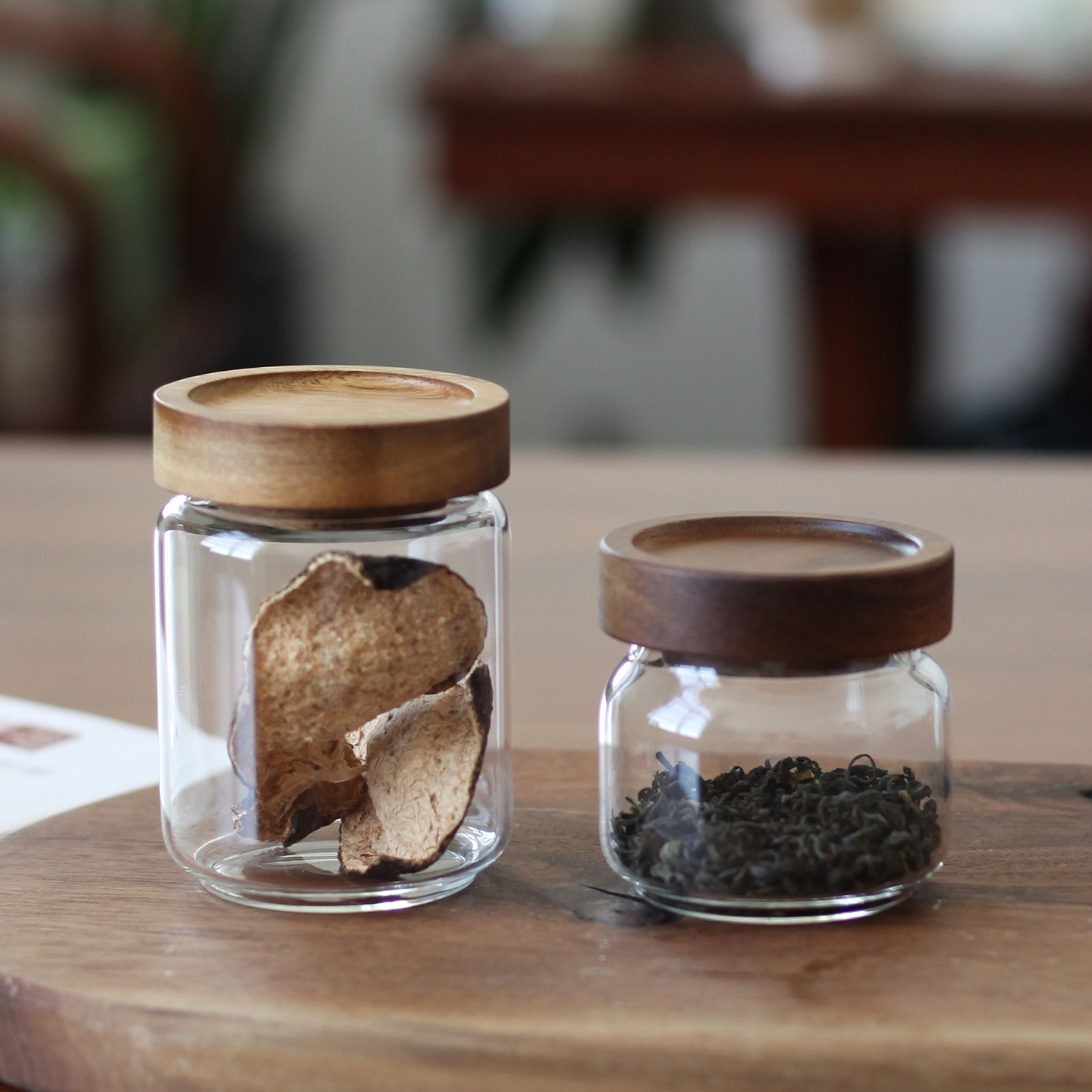 民宿木盖玻璃茶叶罐咖啡豆密封罐