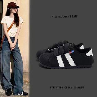 新款 女2025秋季 增高百搭休闲鞋 阿甘鞋 魔术贴鞋 大头鞋 子厚底德训鞋