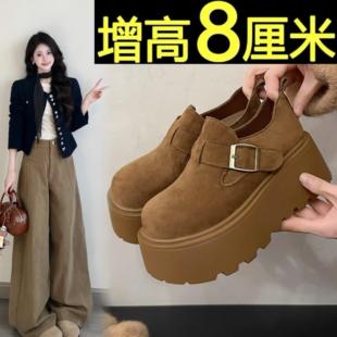 一脚蹬懒人复古休闲单鞋 新款 2025秋季 7CM～小个子厚底增高勃肯鞋