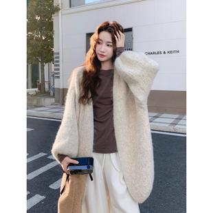 高级感慵懒风穿搭小个子显瘦外套 2025新款 韩系覆古针织开衫 女秋季