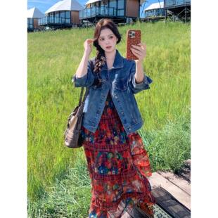 夹克 小个子炸街休闲显瘦时尚 韩系覆古做旧牛仔外套女秋季 2025新款