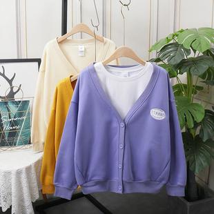 韩版 清仓短款 新款 卫衣女秋冬装 学生宽松潮加绒加厚保暖外套 开衫