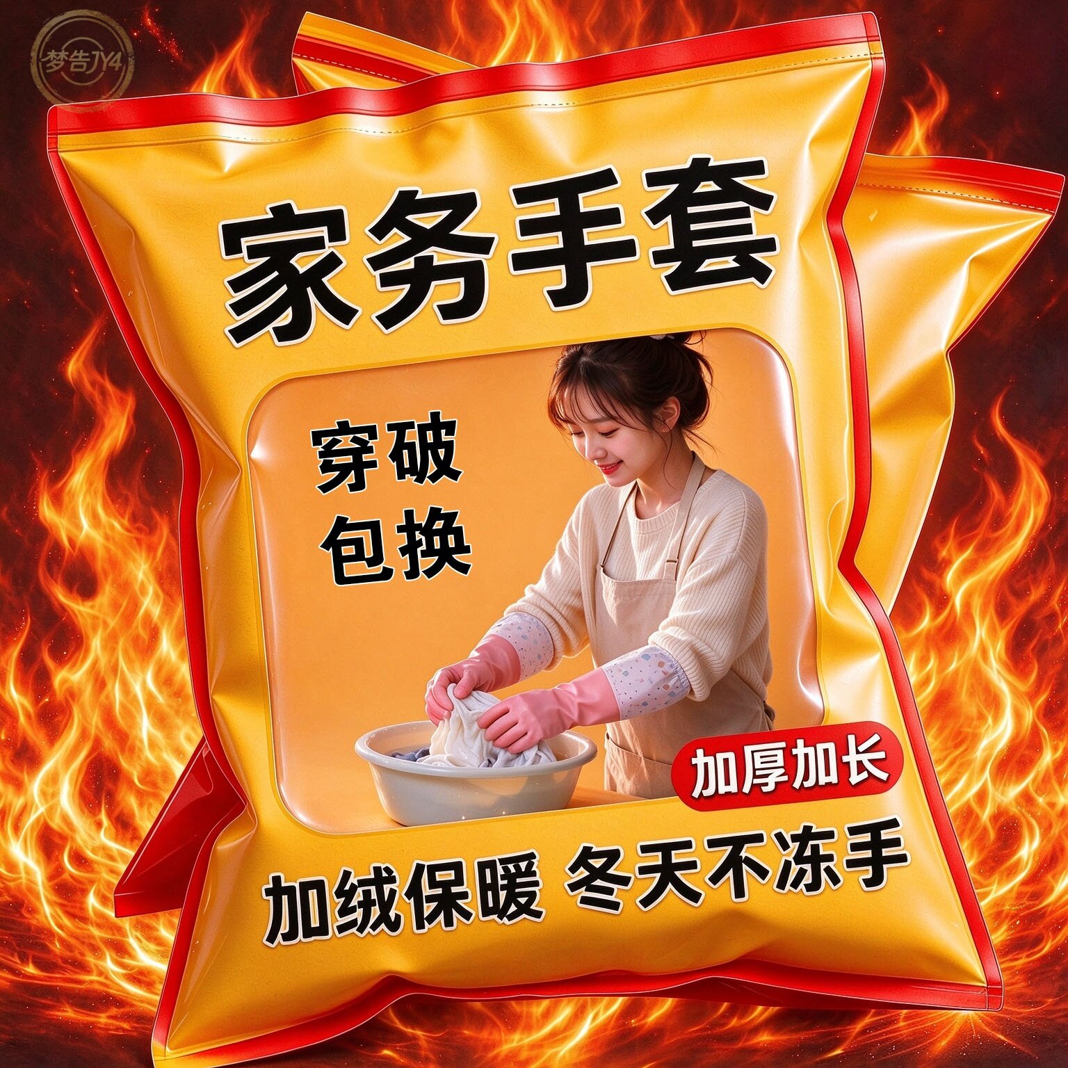 加绒洗碗手套女厨房耐用型加绒加厚洗衣服刷碗防水家务防护手套