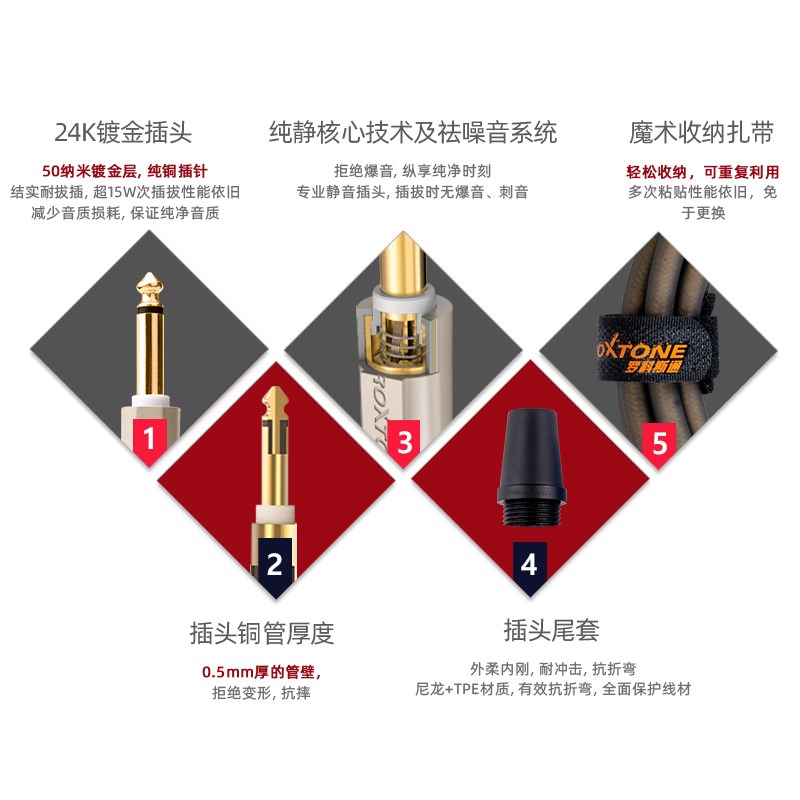 罗科斯通电吉他连接线音响乐器连接线贝斯防爆音音响连接线降噪线