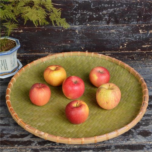 农家竹编簸箕圆筲箕竹匾竹筛竹制品无孔有孔晾晒装饰家用篮子