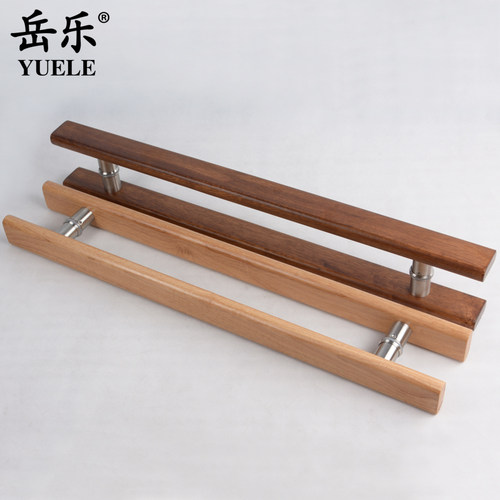 实木玻璃门拉手大门木质木门把手原木会所推拉包厢门把手中式定制