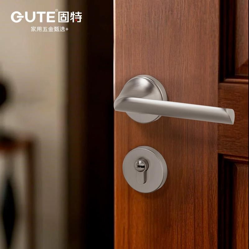 固特分体门锁室内卧室静音锁实木门锁现代灰黑静音门锁室内门门锁