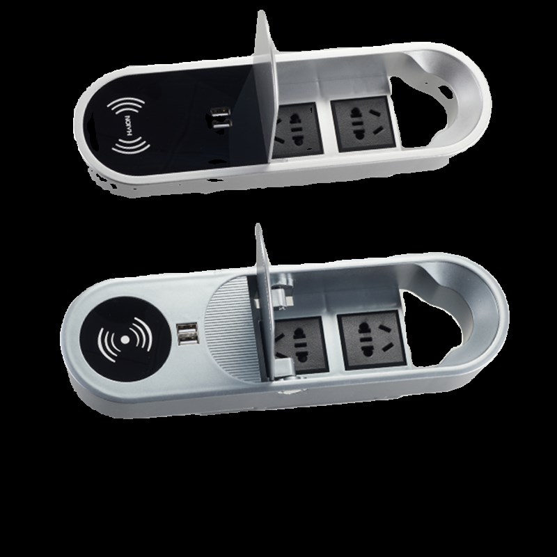 嵌入式办公桌插座翻盖办公桌茶几嵌入插座无线充电可换国际插座办