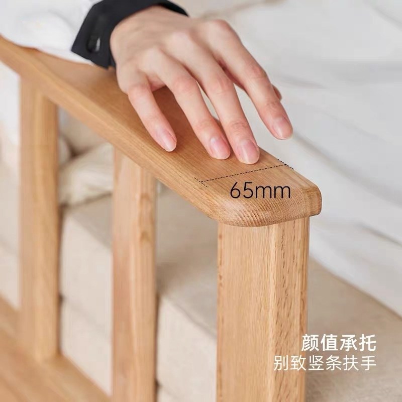 全实木沙发红橡木伸缩两用沙发床小户型家具客厅三抽储物折叠沙发