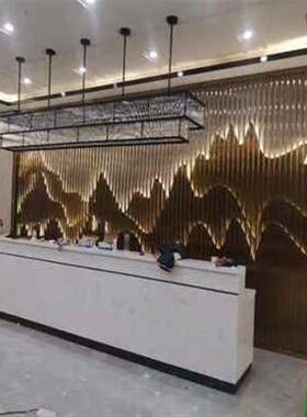 新品厂销定制不锈钢屏风隔断发光假山格珊酒店公司客厅大V堂背景