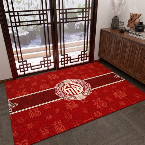 高级感红色入户门地垫新年喜庆进门垫防滑家用地毯玄关脚垫大门口