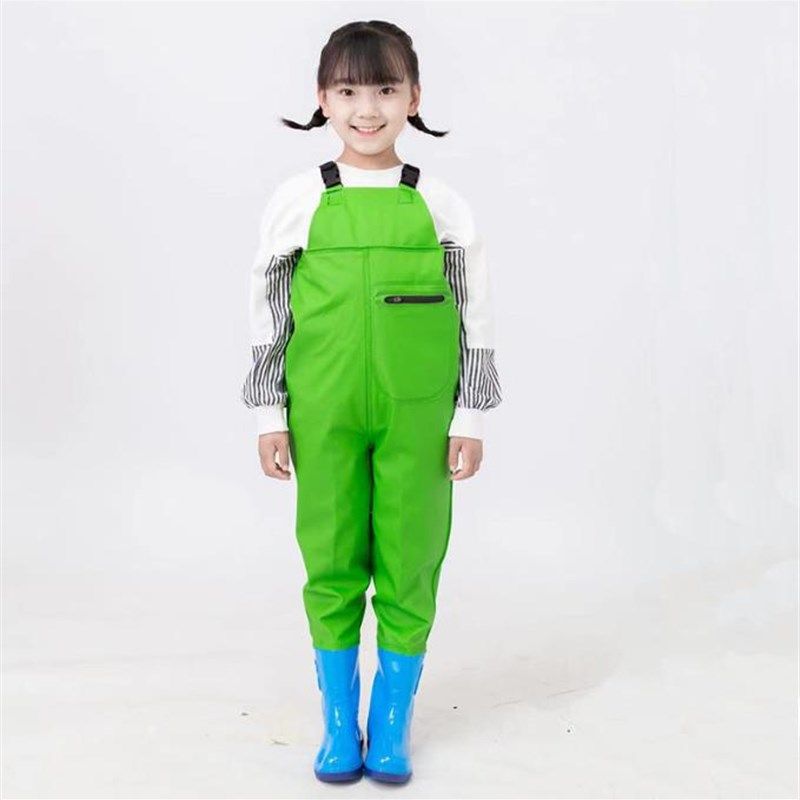 儿童下水裤男女雨裤幼儿园皮裤防滑水鞋学生加厚半身防水连体雨裤