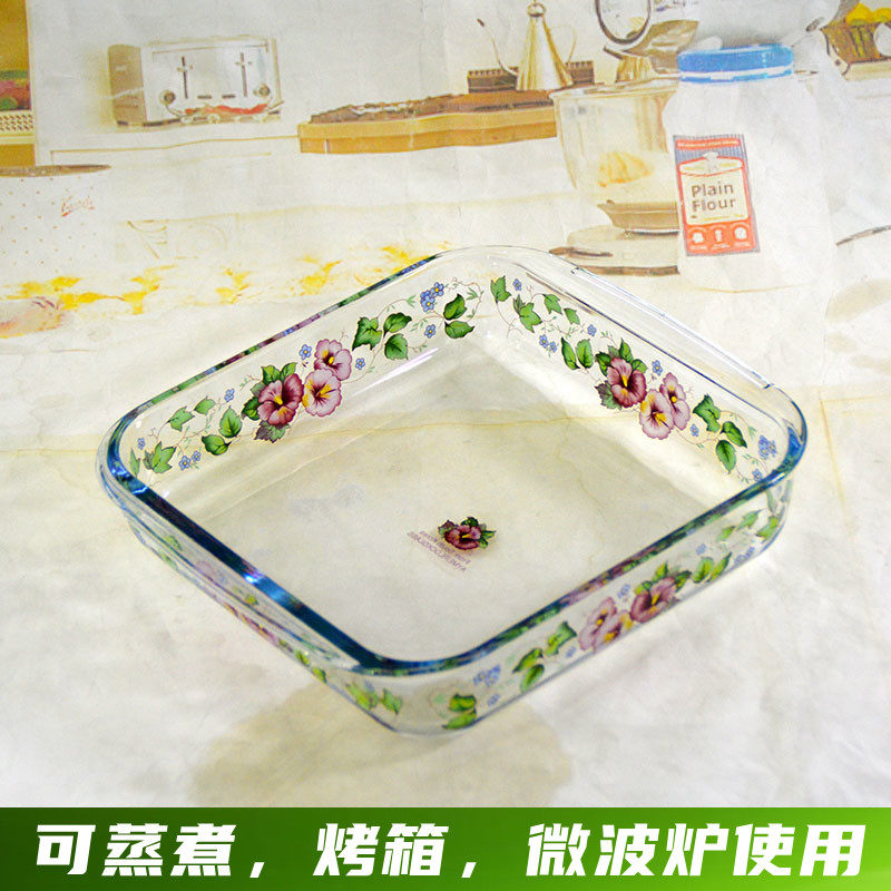 韩国玻璃烤盘蒸烤箱专用器皿耐热家用微波炉蒸鱼蒸盘捞汁海鲜盘子