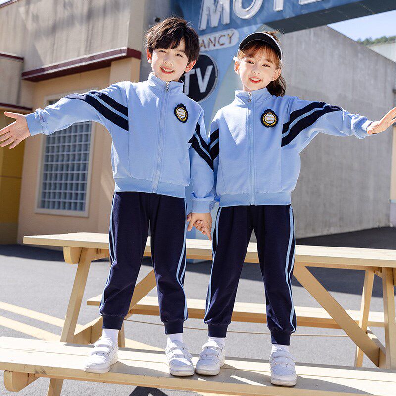 小学生校服套装英伦学院风春秋运动三件套蓝色儿童班服幼儿园园服