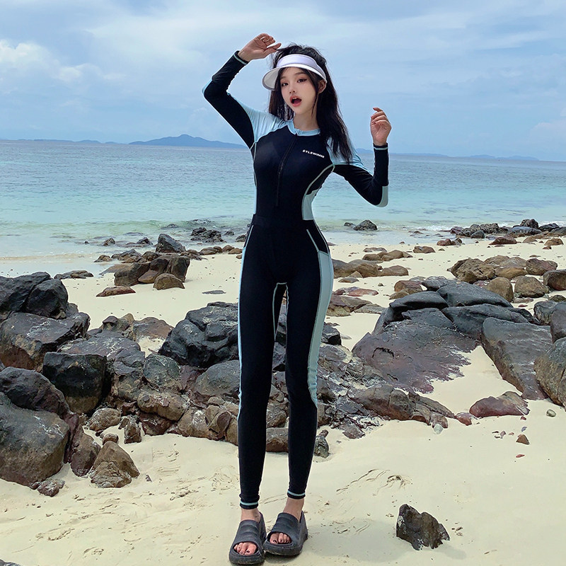 潜水服泳衣女长袖长裤2025新款连体水母衣全身防晒浮潜度假冲浪服