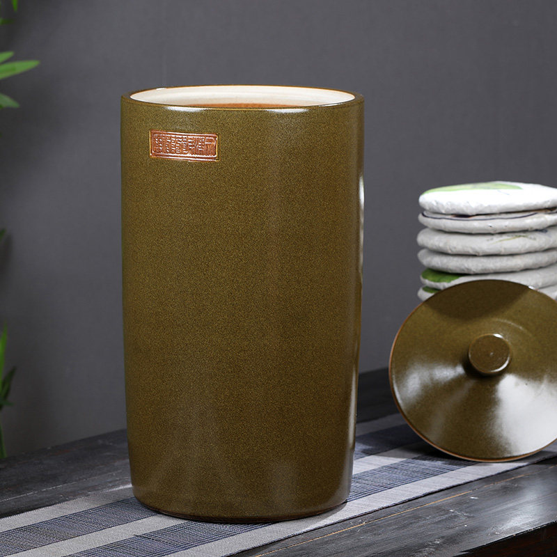 茶叶罐大号陶瓷20块茶饼码茶叶桶茶缸普洱粗陶密封存茶家用茶饼罐