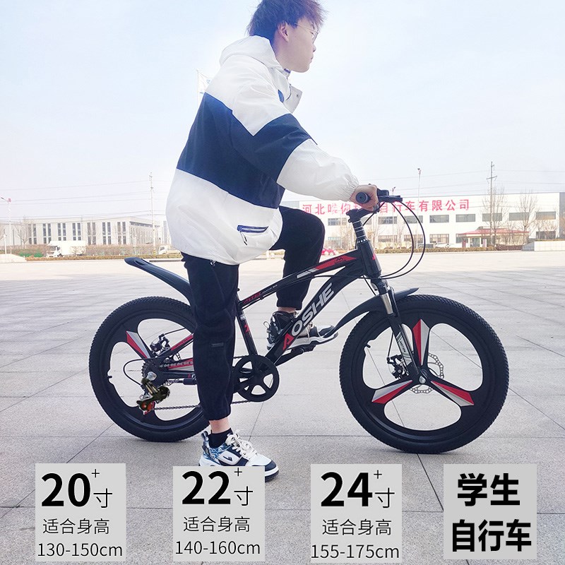 实心胎儿童山地自行车学生女孩碟刹减震变速一体轮男孩20-22-24寸