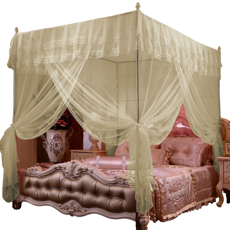 单独帐纱三开门宫廷蚊帐方顶无支架特加密落地1.2m1.5米1.8双人床
