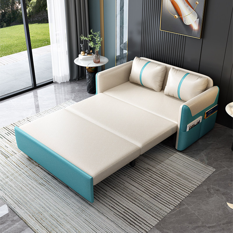 1米宽科技布沙发床可伸缩单人床网红折叠床1.4米多功能储物可变床