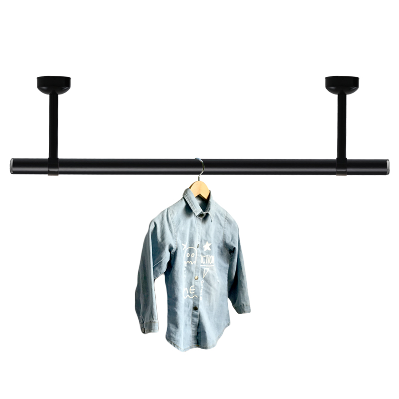 固信阳台不锈钢固定晾衣杆晒衣架晒衣杆32加粗单杆挂衣杆烤漆黑色