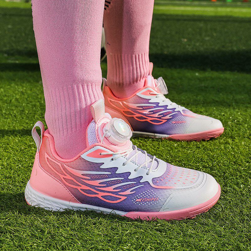 开学季春新款主推儿童男女碎钉比赛足球鞋 30-39码旋转纽扣运动鞋