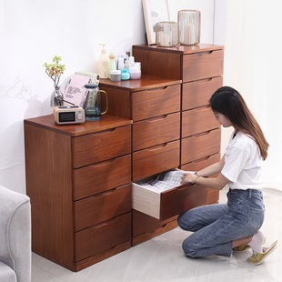实木加深抽屉式收纳柜简约衣物储物柜卧室杂物抽屉柜客厅五斗立柜