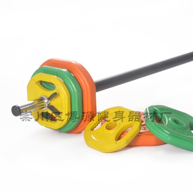 小杠铃女私教杠铃套装杠铃手抓彩色杠铃片杠铃跳操杠铃健身房杠铃