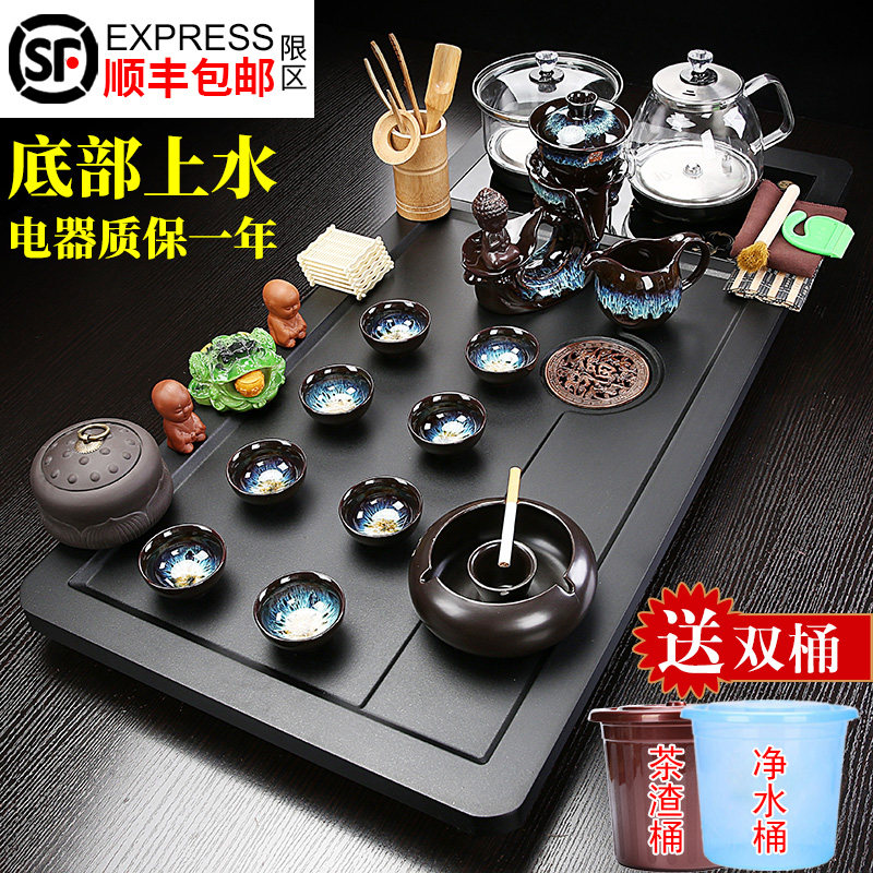 家用茶具套装全自动茶台茶盘底部上水玻璃L养生壶功夫紫砂陶瓷一