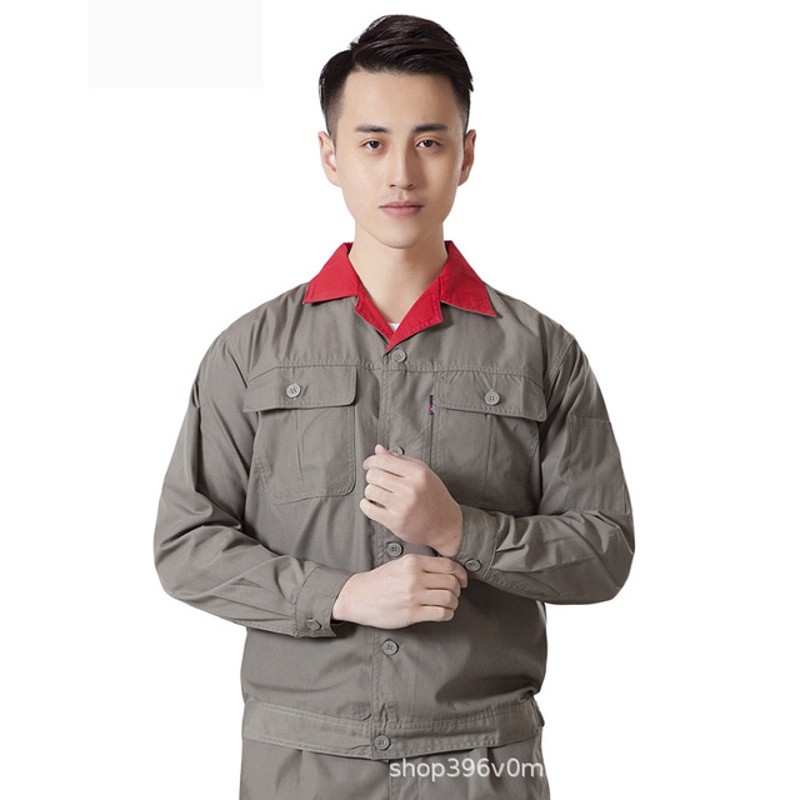 夏季长袖工作服套装男工程劳保服汽修服定制春夏装薄款工厂服绣字