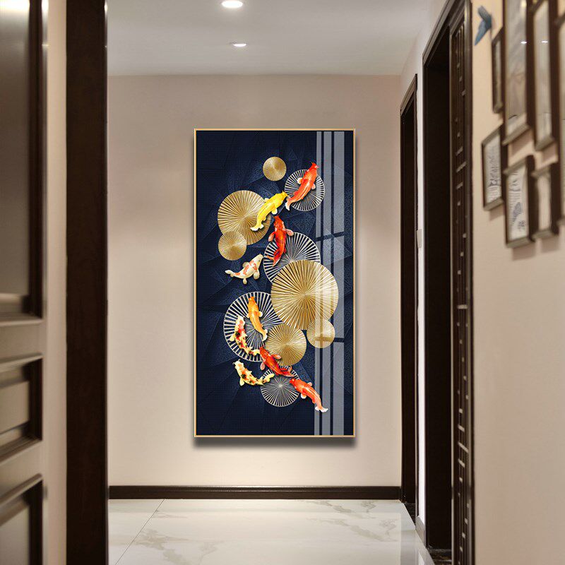 镶钻晶瓷玄关装饰画走廊竖版现代简约客厅挂画过道装饰壁画免打孔