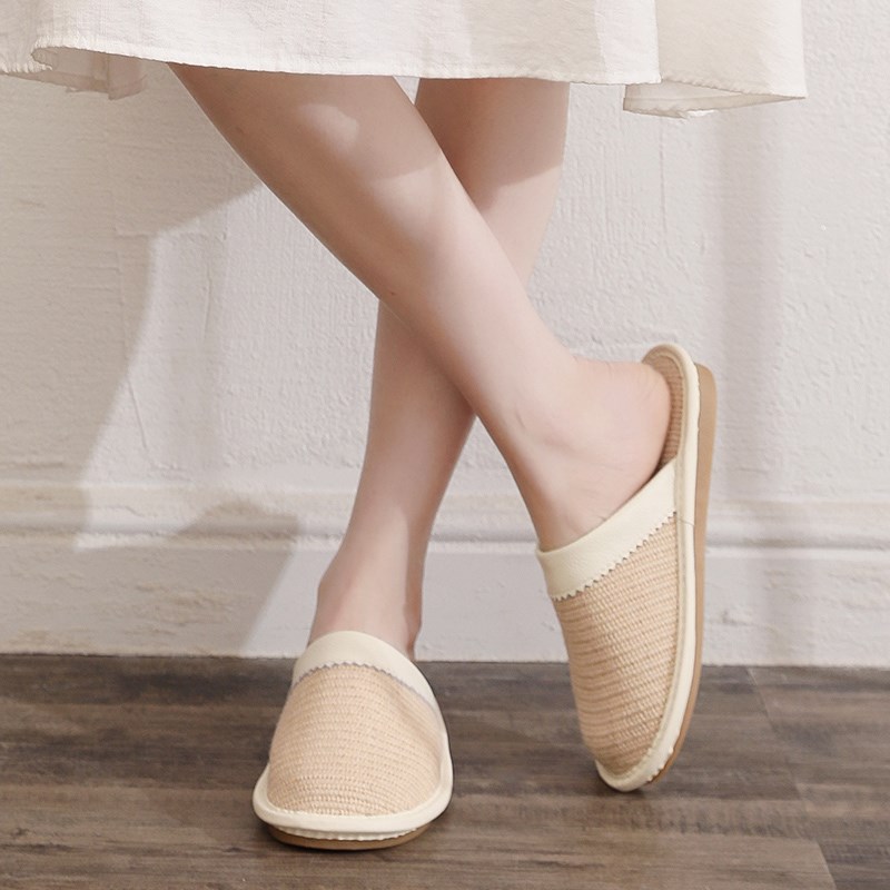 牛筋底男女包头亚麻凉拖鞋夏季室内居家防滑耐磨透气吸汗软底缝制