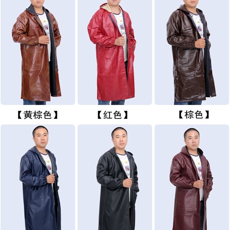 200斤皮质pu春秋季男士仿皮工作服大褂防污防油罩衣护衣长袖纽扣