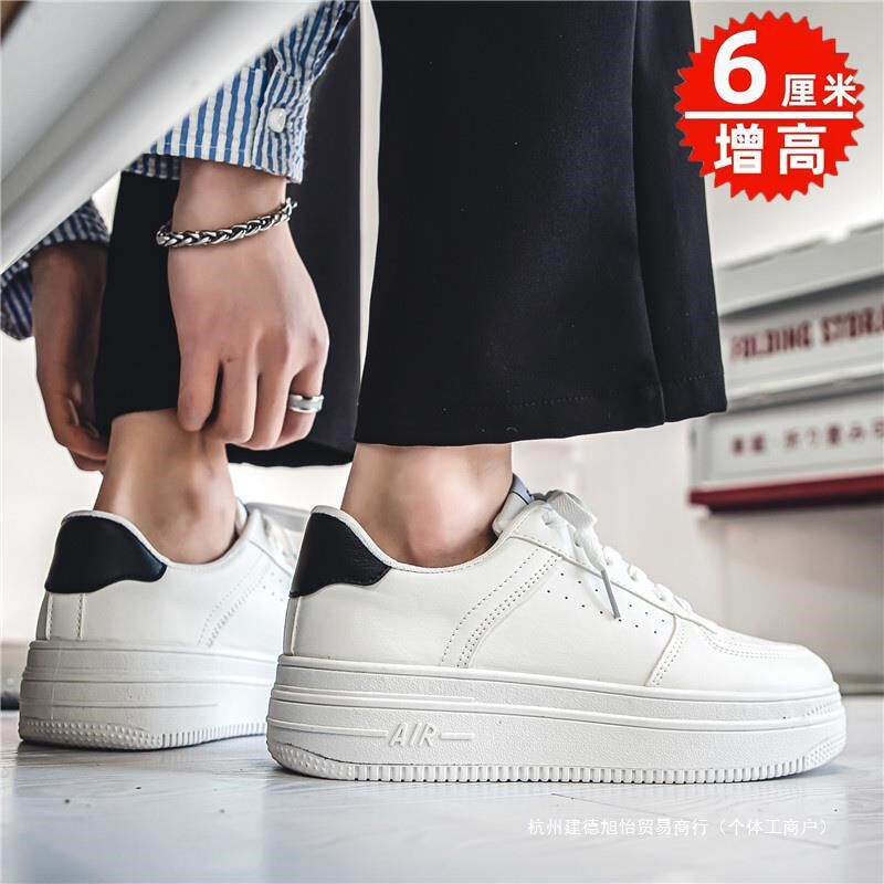 夏季透气隐形内增高男鞋10cm8男款厚底小白鞋休闲6cm白色运动板鞋