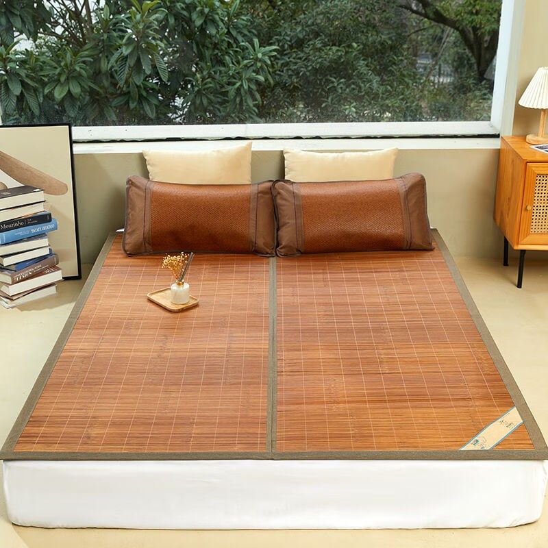 竹席凉席夏季双面两用夏天可折叠学生宿舍单人双人原竹碳化席大边