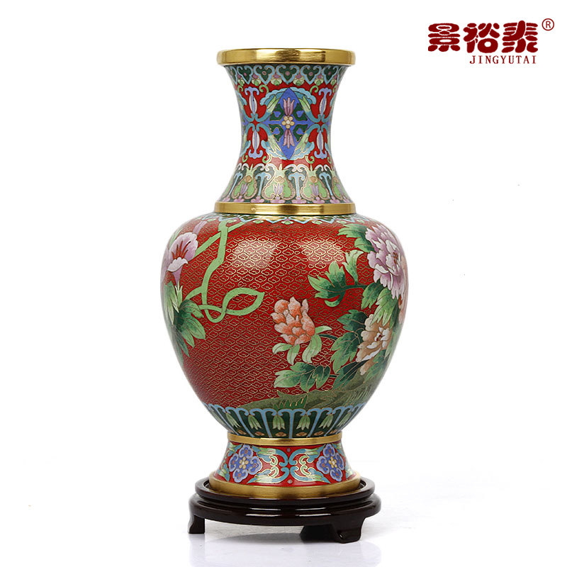 12寸景泰蓝铜花瓶客厅装饰品乔迁结婚礼物送老外生日礼品摆件