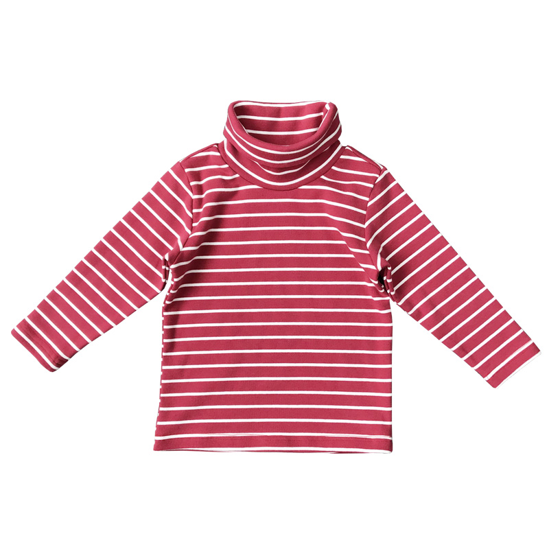 宝宝高领套头打底衫春秋冬季男女小童0F-1-3岁条纹长袖t恤上