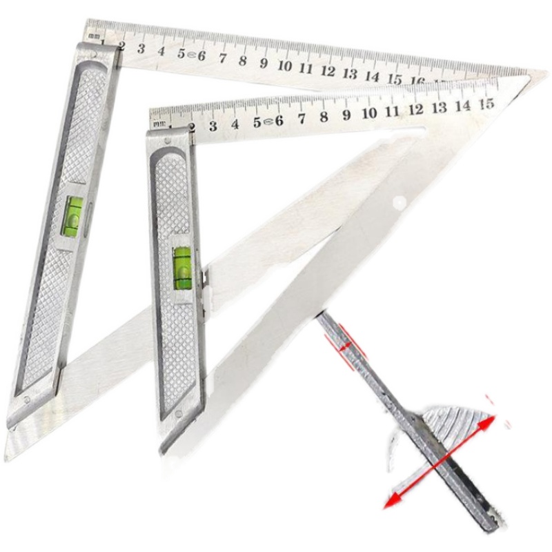 钢尺三角尺带水平柱20CM15cm直角尺拐尺木工三角板尺角尺